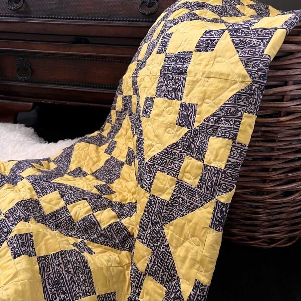 72”x85” New Handmade Cotton Modern Quilt, Contemporary Blanket, Boho .
